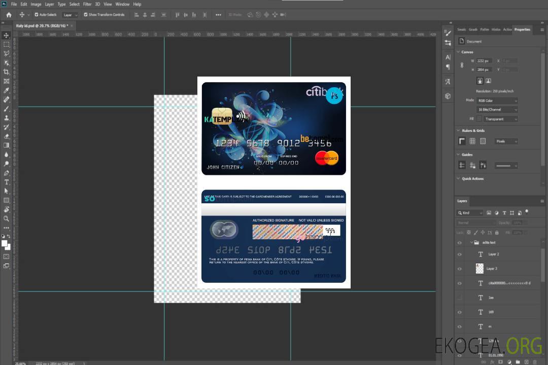 Modèle de carte de crédit mastercard de la banque Citi de Côte d'Ivoire au format PSD, entièrement modifiable template Modèle de carte de crédit mastercard de la banque Citi de Côte d'Ivoire au format PSD, entièrement modifiable template